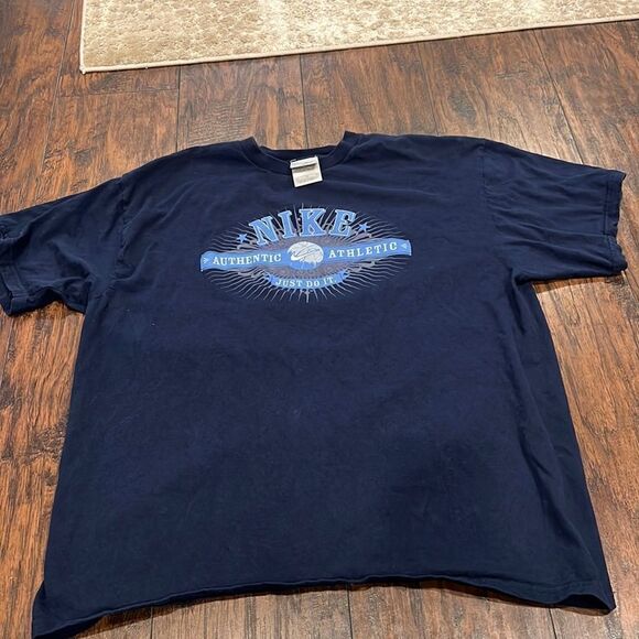 Nike Mens “Authentic Athletic Just Do It” Blue T Shirt - Silver Splash Tag Sz XL - Picture 1 of 7